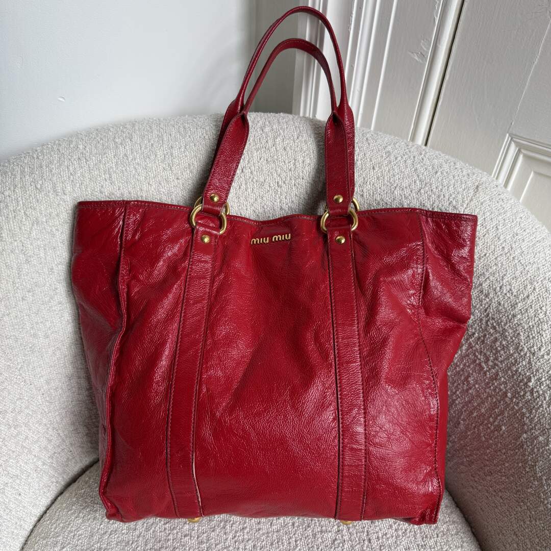 Miu Miu Leather Red Tote Bag
