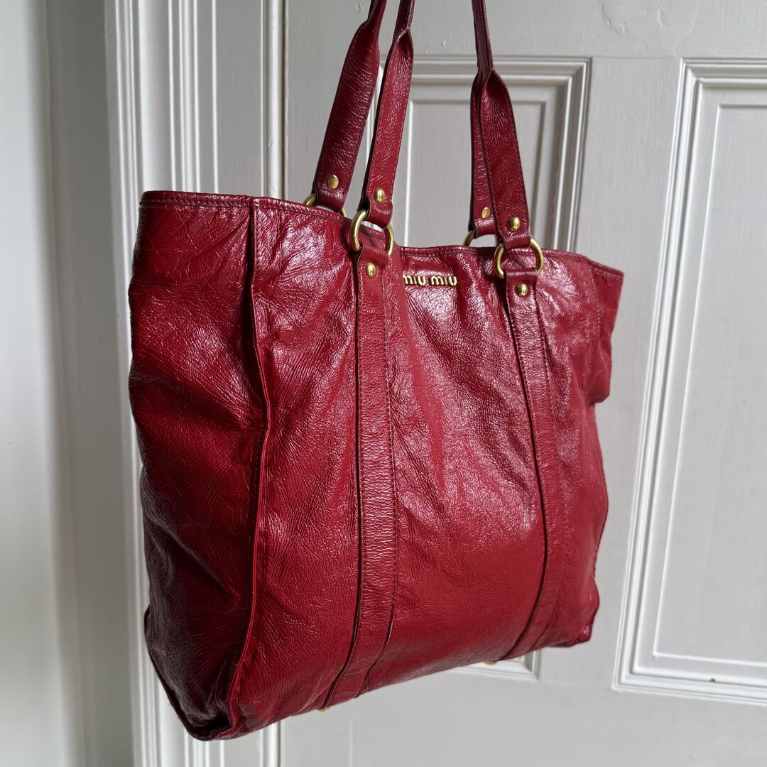Miu Miu Leather Red Tote Bag