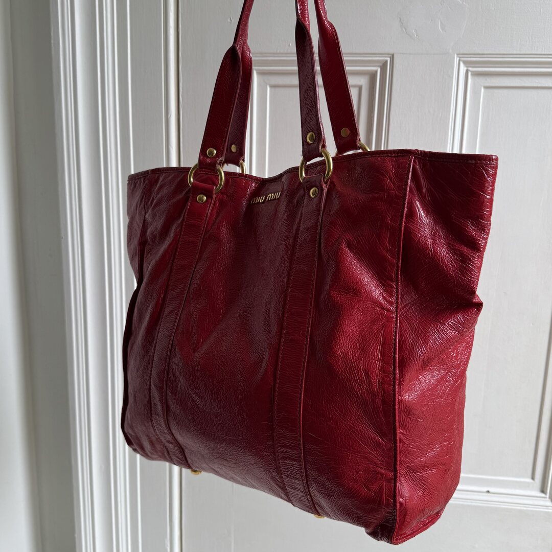 Miu Miu Leather Red Tote Bag