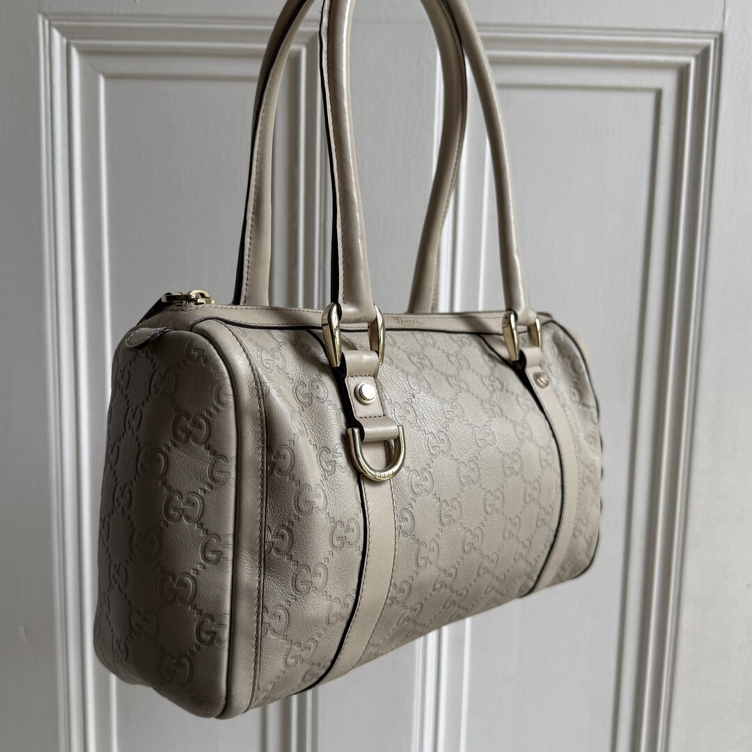 Gucci Guccissima Abbey Cream Shoulder Bag