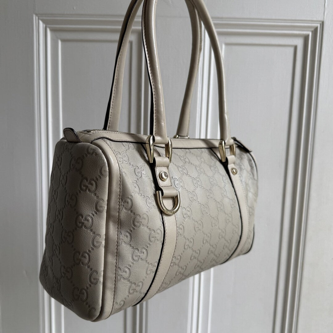 Gucci Guccissima Abbey Cream Shoulder Bag