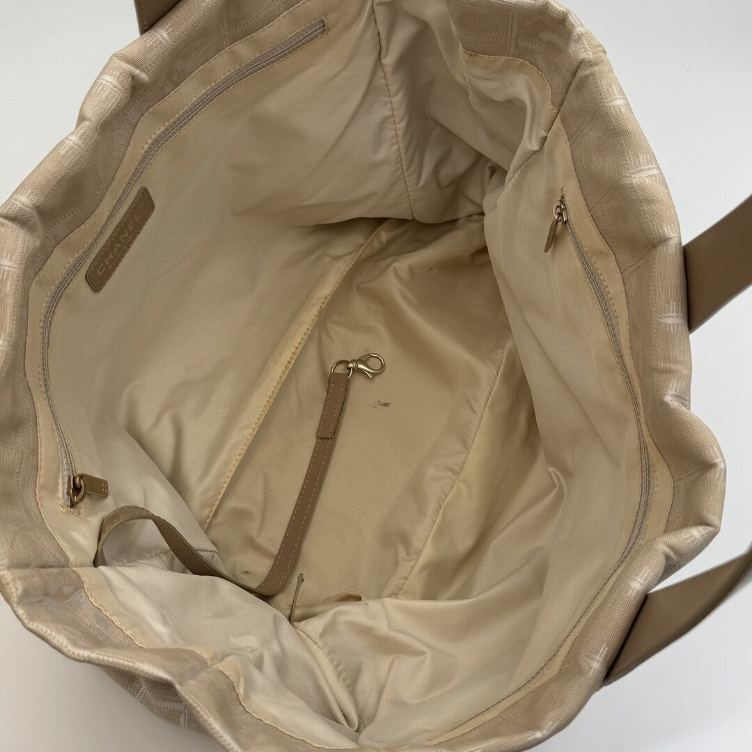 2003 Chanel CC Travel Line Beige Tote Bag