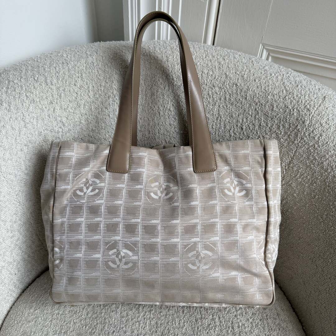 2003 Chanel CC Travel Line Beige Tote Bag