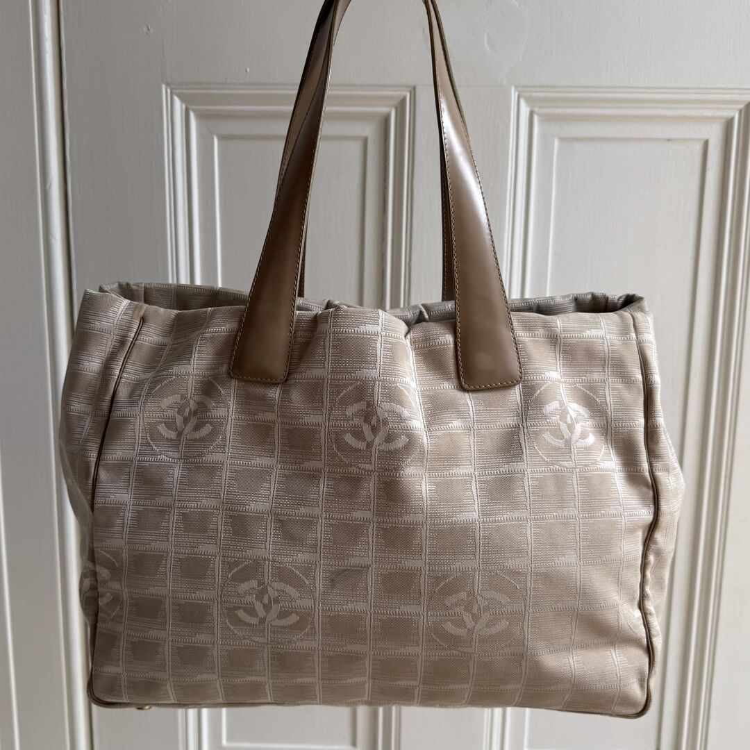 2003 Chanel CC Travel Line Beige Tote Bag