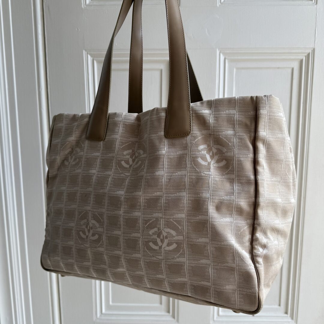 2003 Chanel CC Travel Line Beige Tote Bag