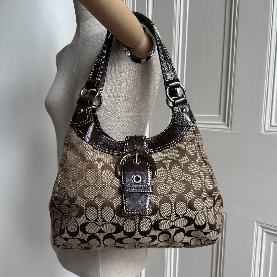 Coach Signature Hobo Brown Shoulder Bag