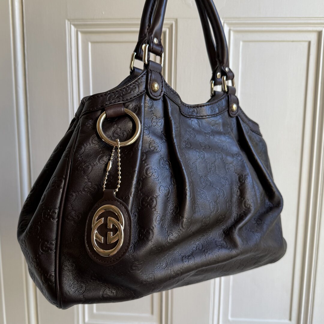 Gucci Guccissima Sukey Leather Brown Tote Bag