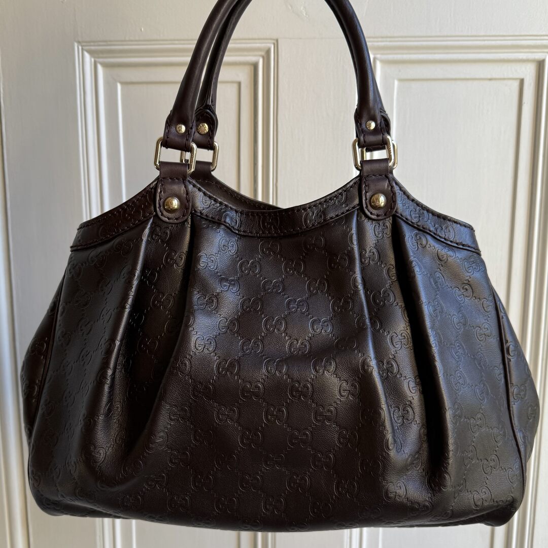 Gucci Guccissima Sukey Leather Brown Tote Bag