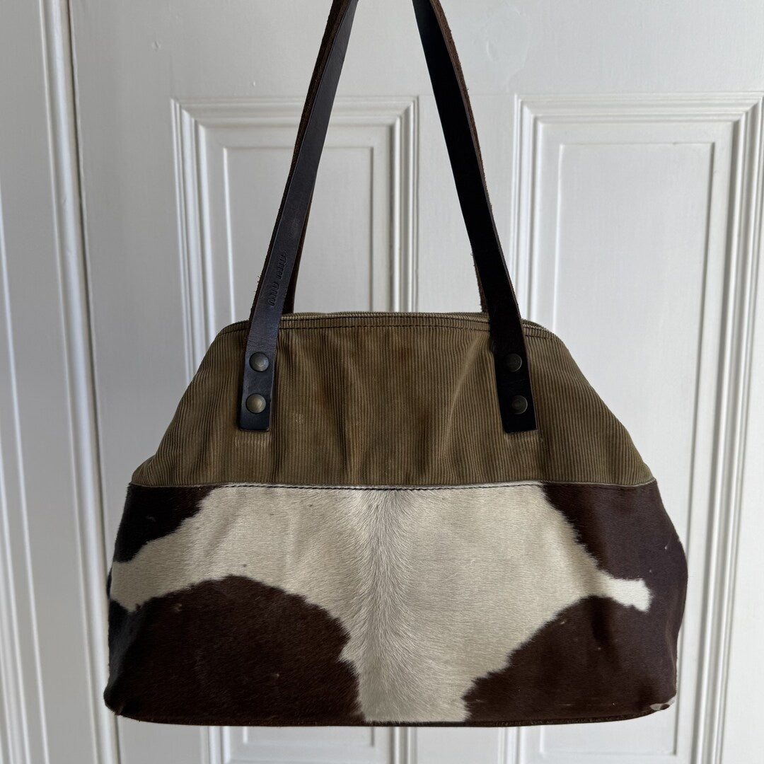 Archive Miu Miu Cow Print Corduroy Shoulder Bag