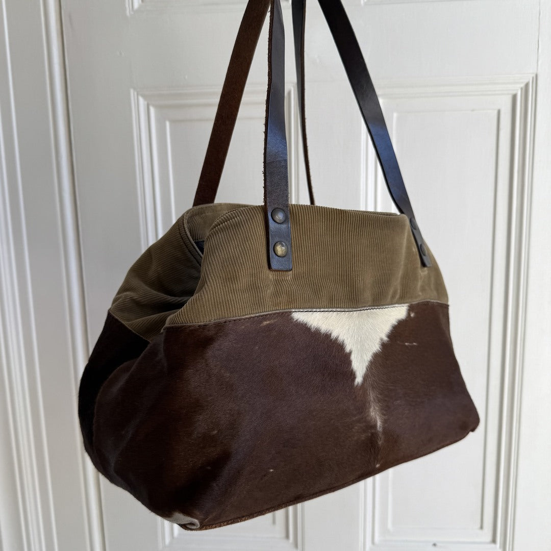 Archive Miu Miu Cow Print Corduroy Shoulder Bag