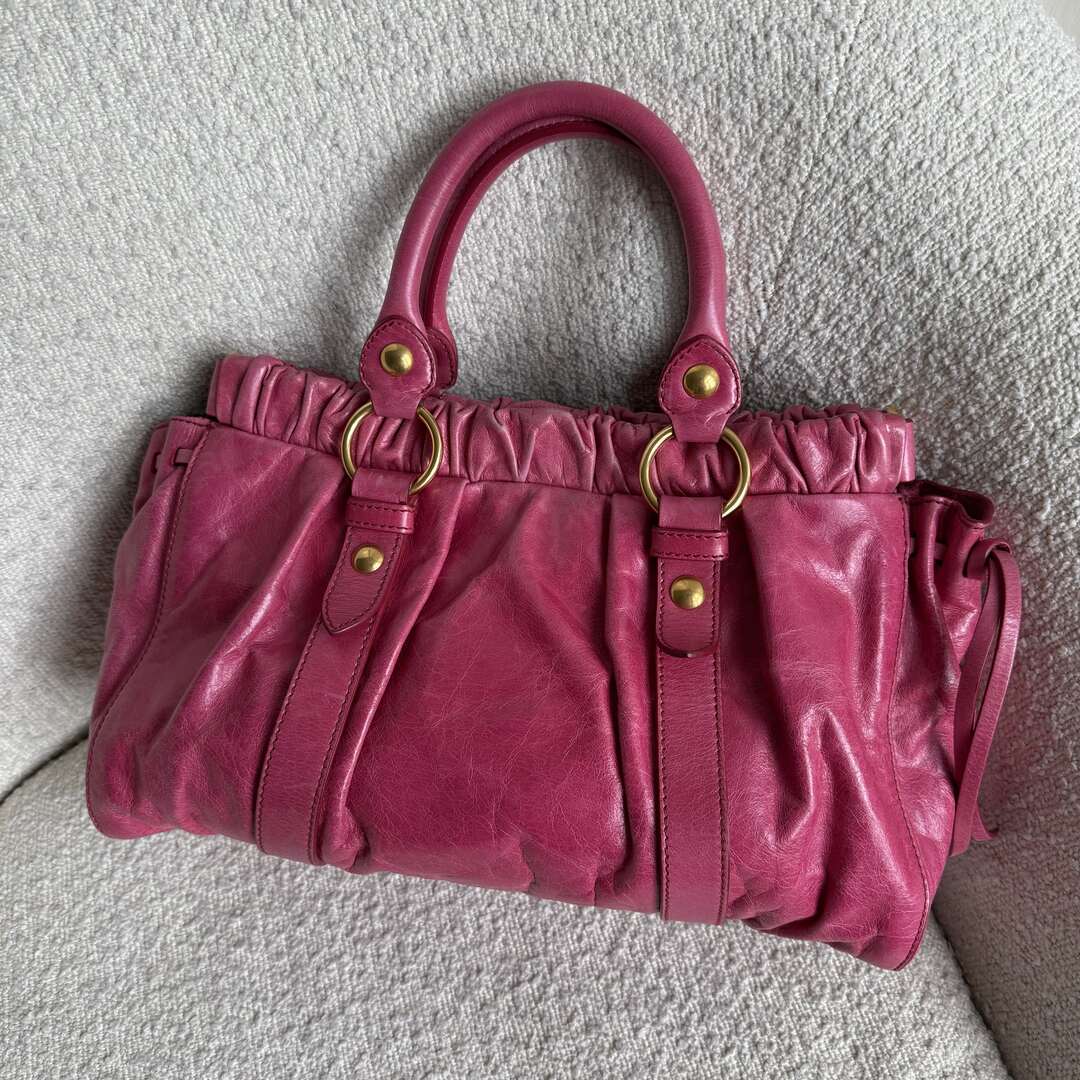 Miu Miu Vitello Pink Leather Handbag