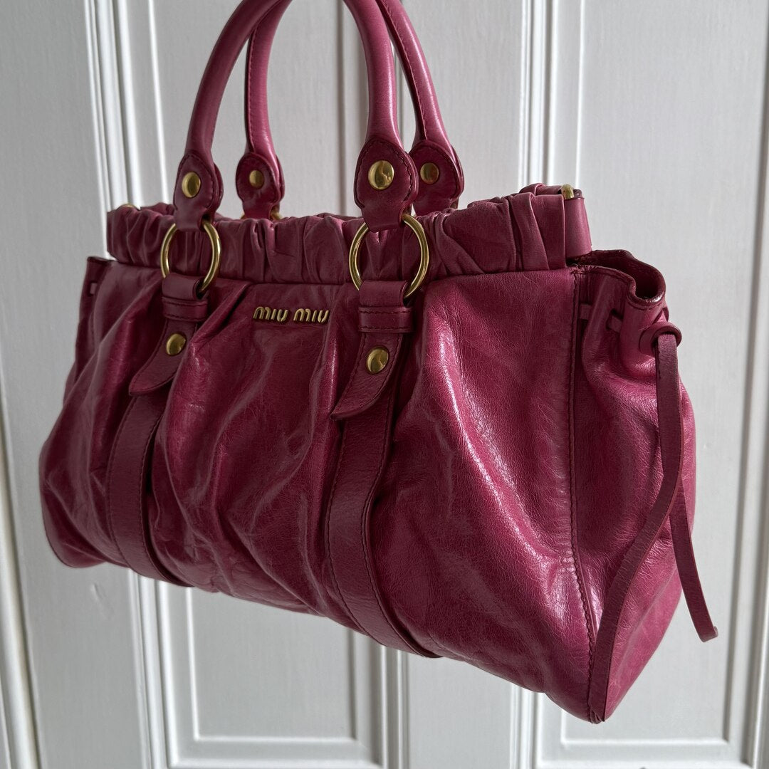 Miu Miu Vitello Pink Leather Handbag