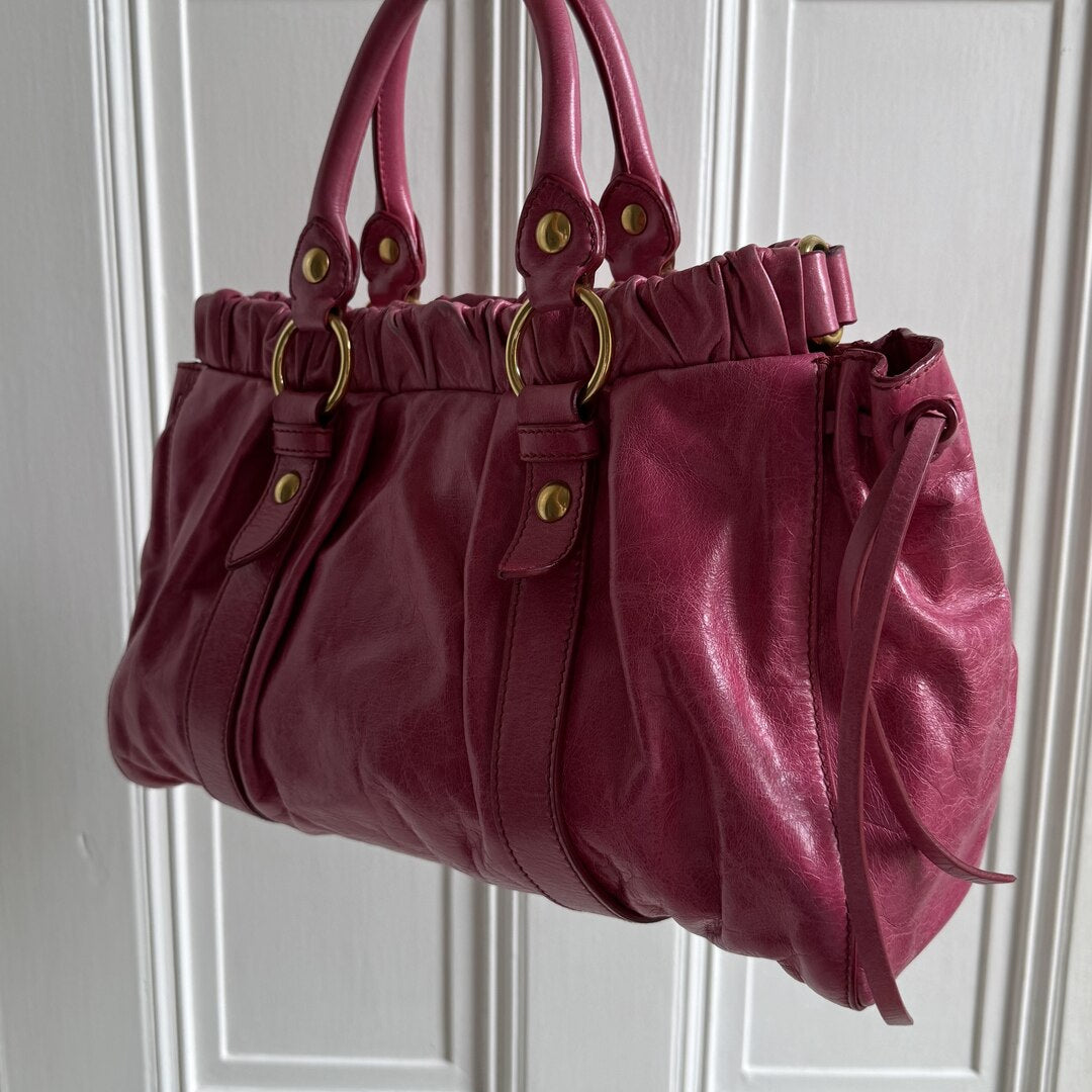 Miu Miu Vitello Pink Leather Handbag