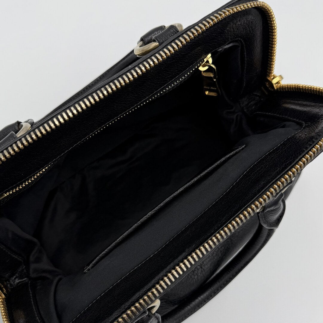 Miu Miu Madras Leather Black Handbag