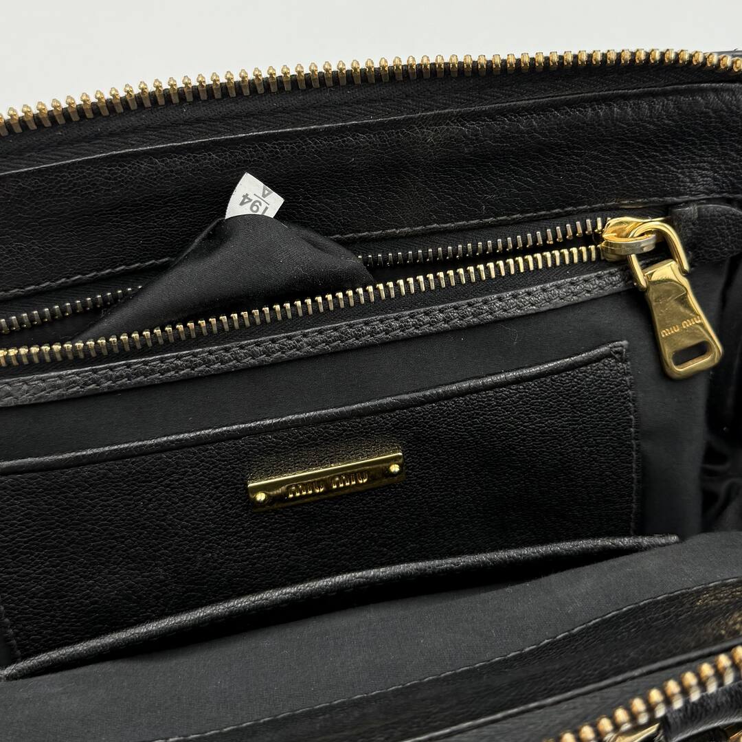 Miu Miu Madras Leather Black Handbag
