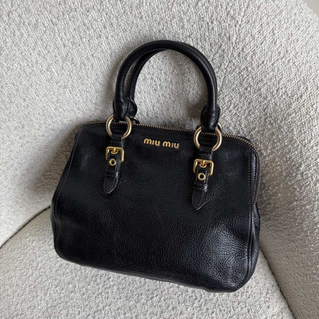 Miu Miu Madras Leather Black Handbag