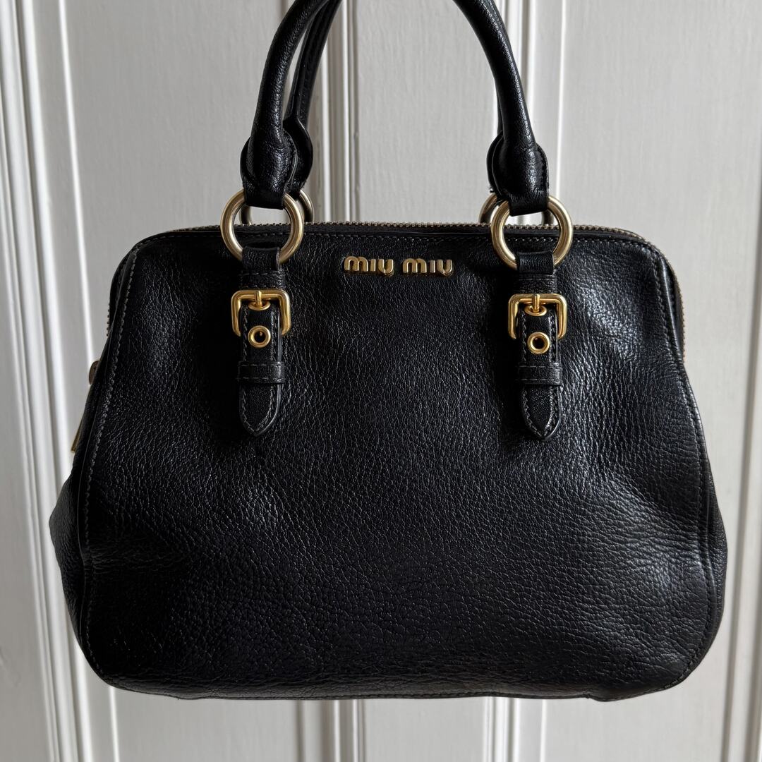 Miu Miu Madras Leather Black Handbag