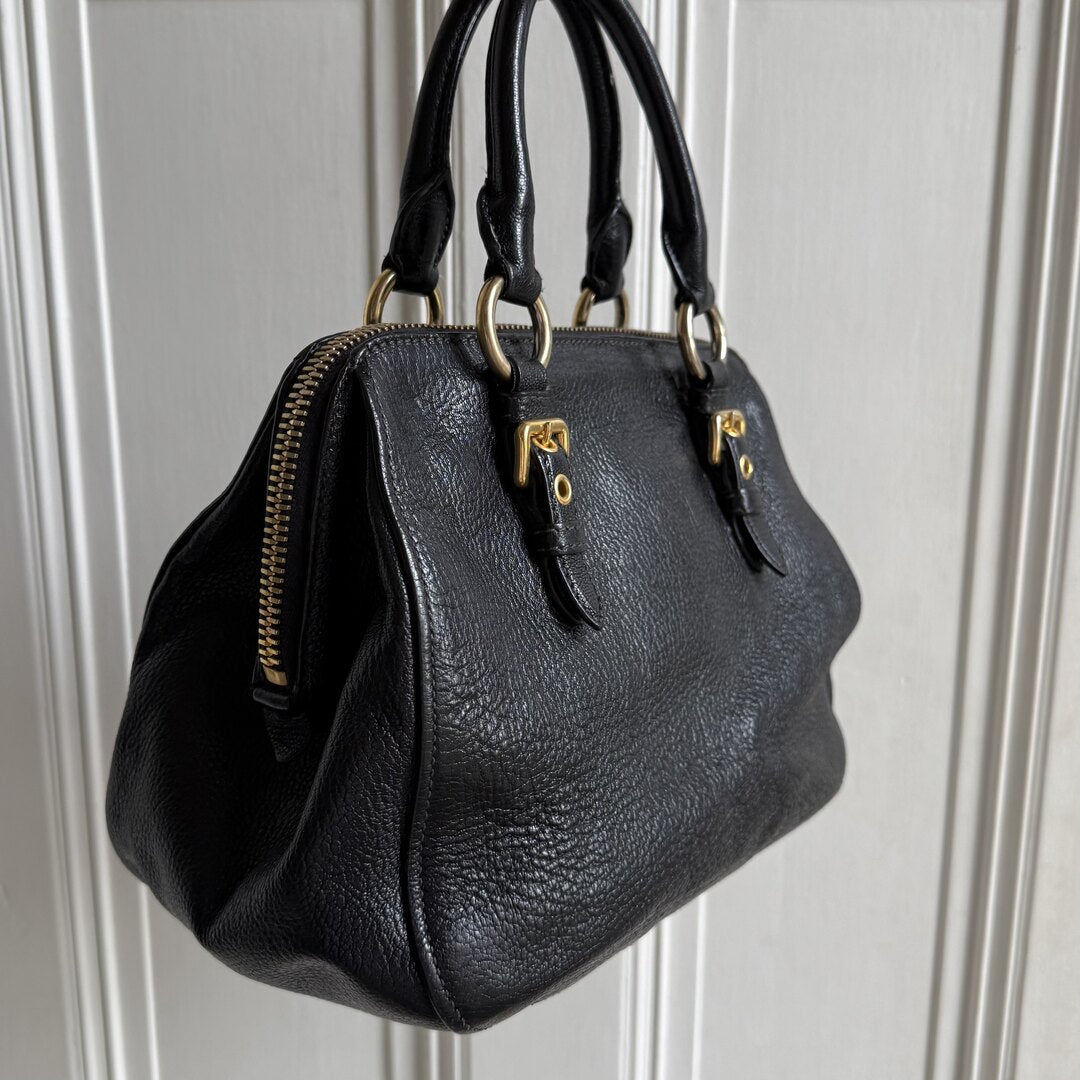 Miu Miu Madras Leather Black Handbag