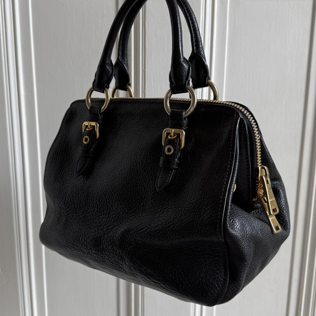 Miu Miu Madras Leather Black Handbag