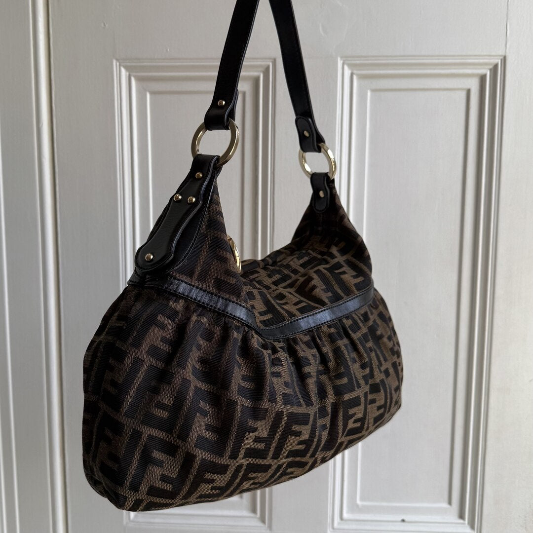 Fendi Zucca Charm Shoulder Bag