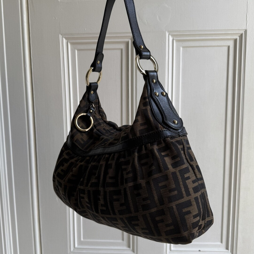 Fendi Zucca Charm Shoulder Bag