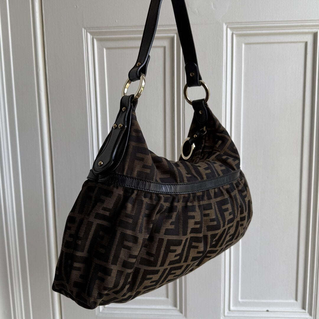 Fendi Zucca Charm Shoulder Bag