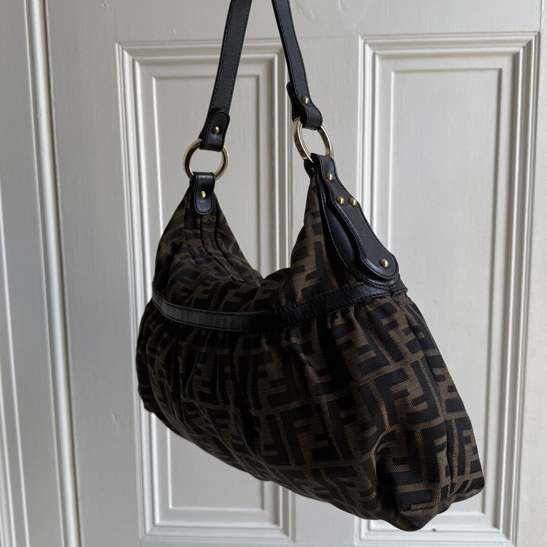 Fendi Zucca Charm Shoulder Bag