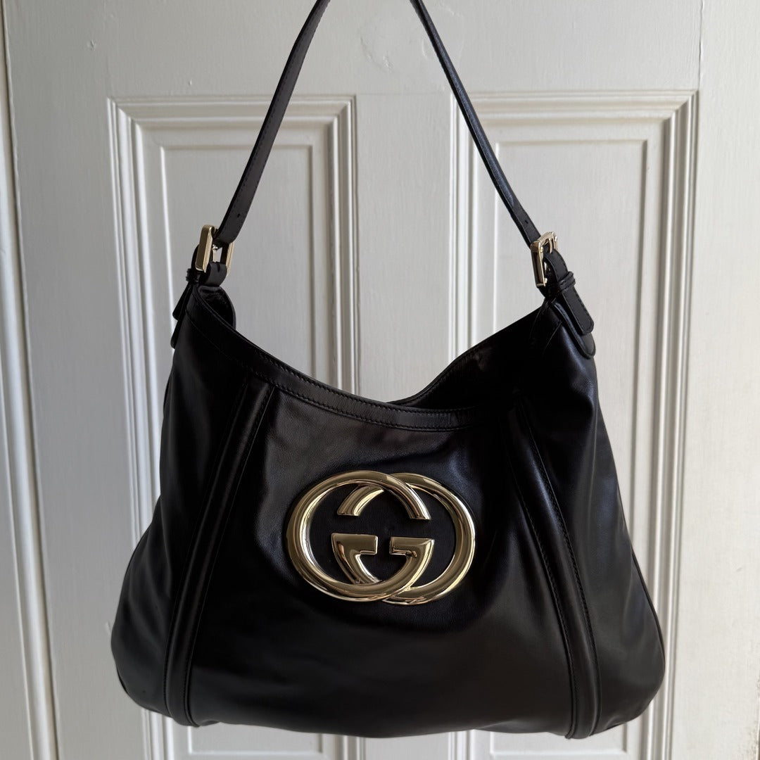 Gucci Britt Hobo Leather Black Shoulder Bag
