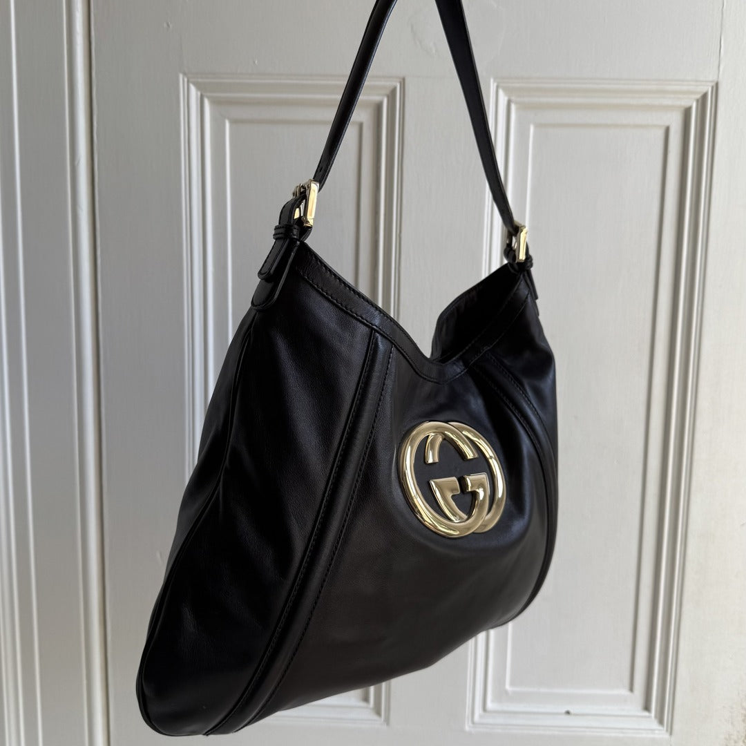 Gucci Britt Hobo Leather Black Shoulder Bag
