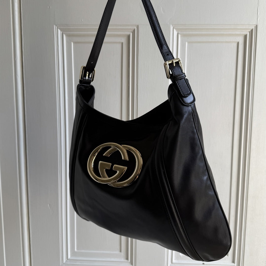 Gucci Britt Hobo Leather Black Shoulder Bag