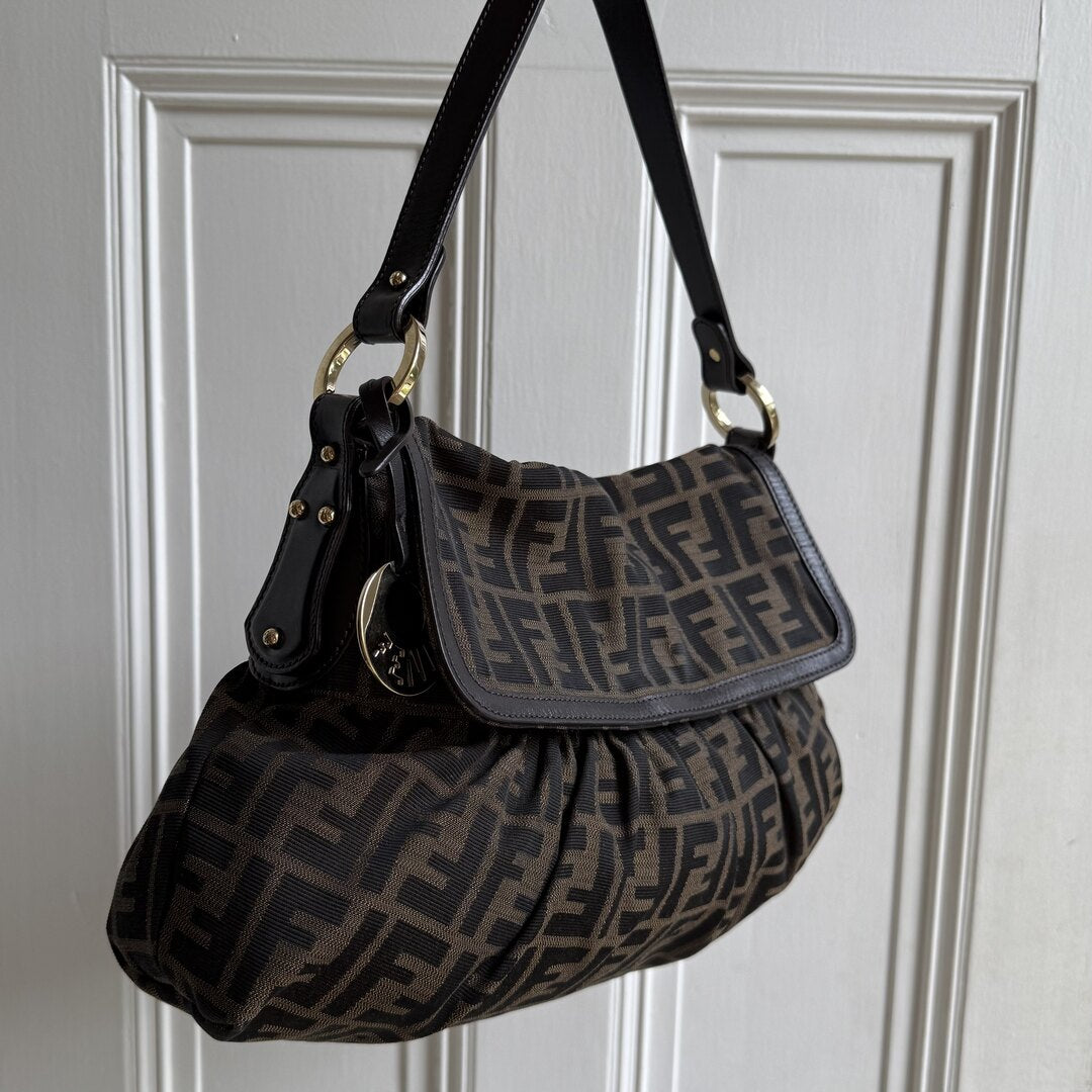 Fendi Zucca Charm Shoulder Bag