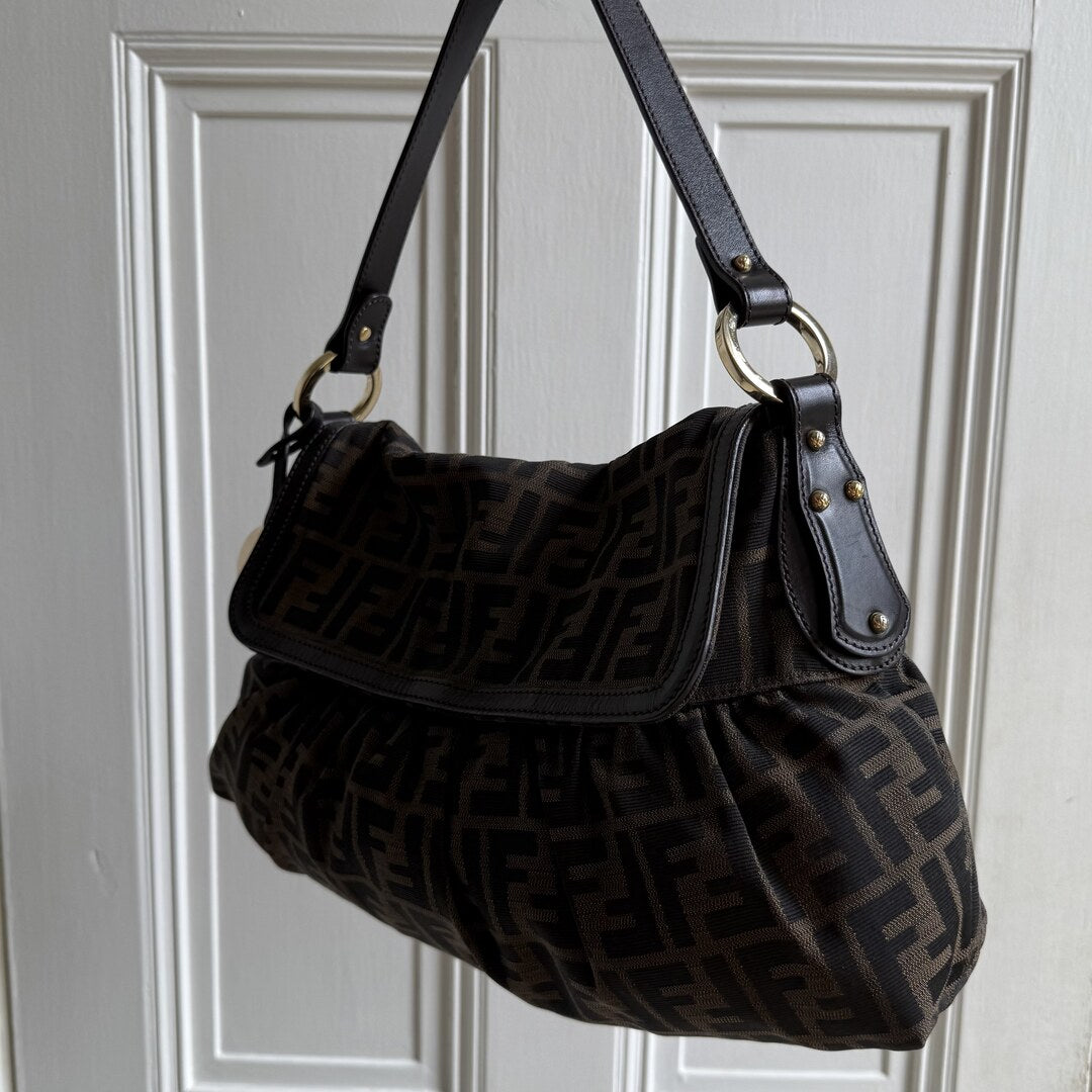 Fendi Zucca Charm Shoulder Bag