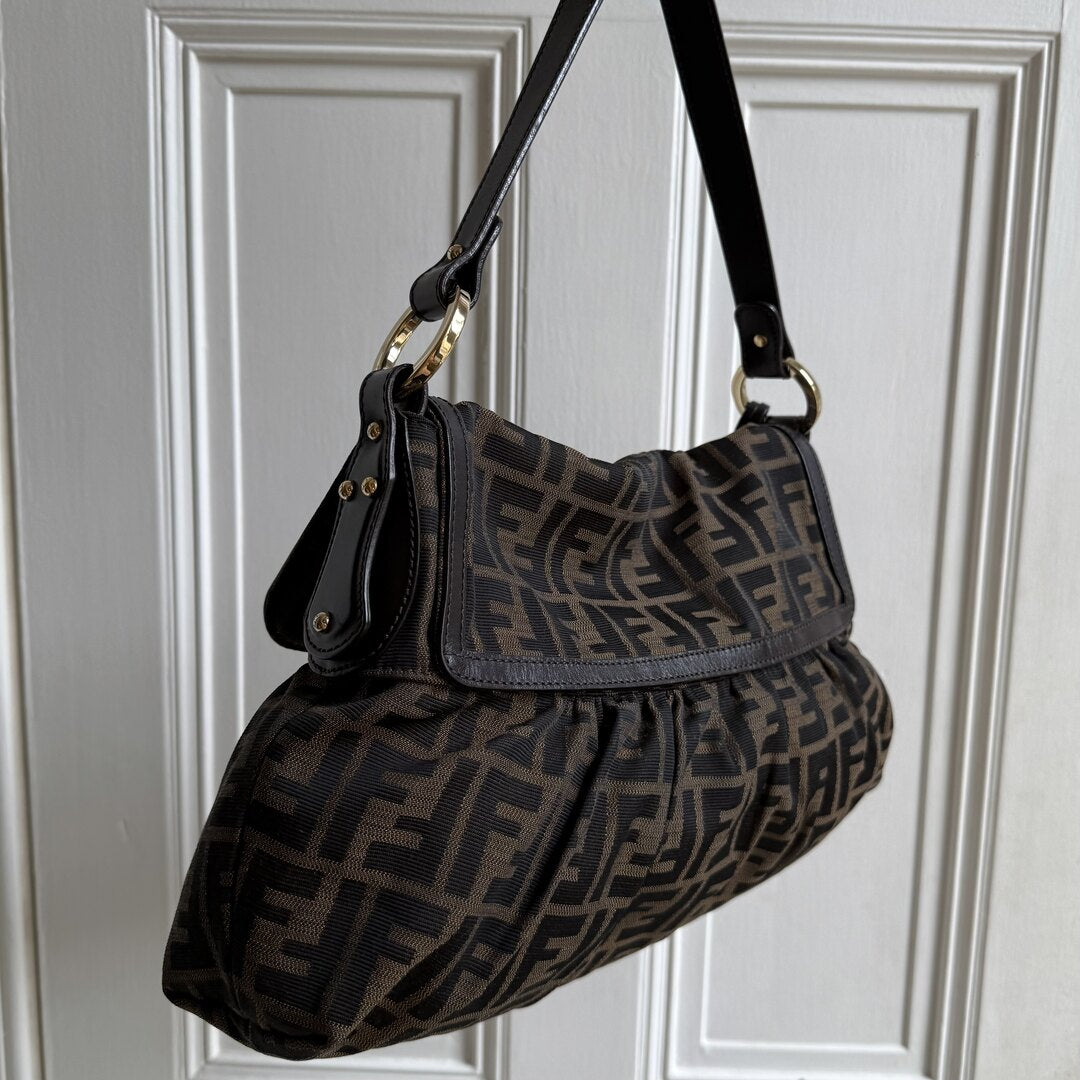 Fendi Zucca Charm Shoulder Bag