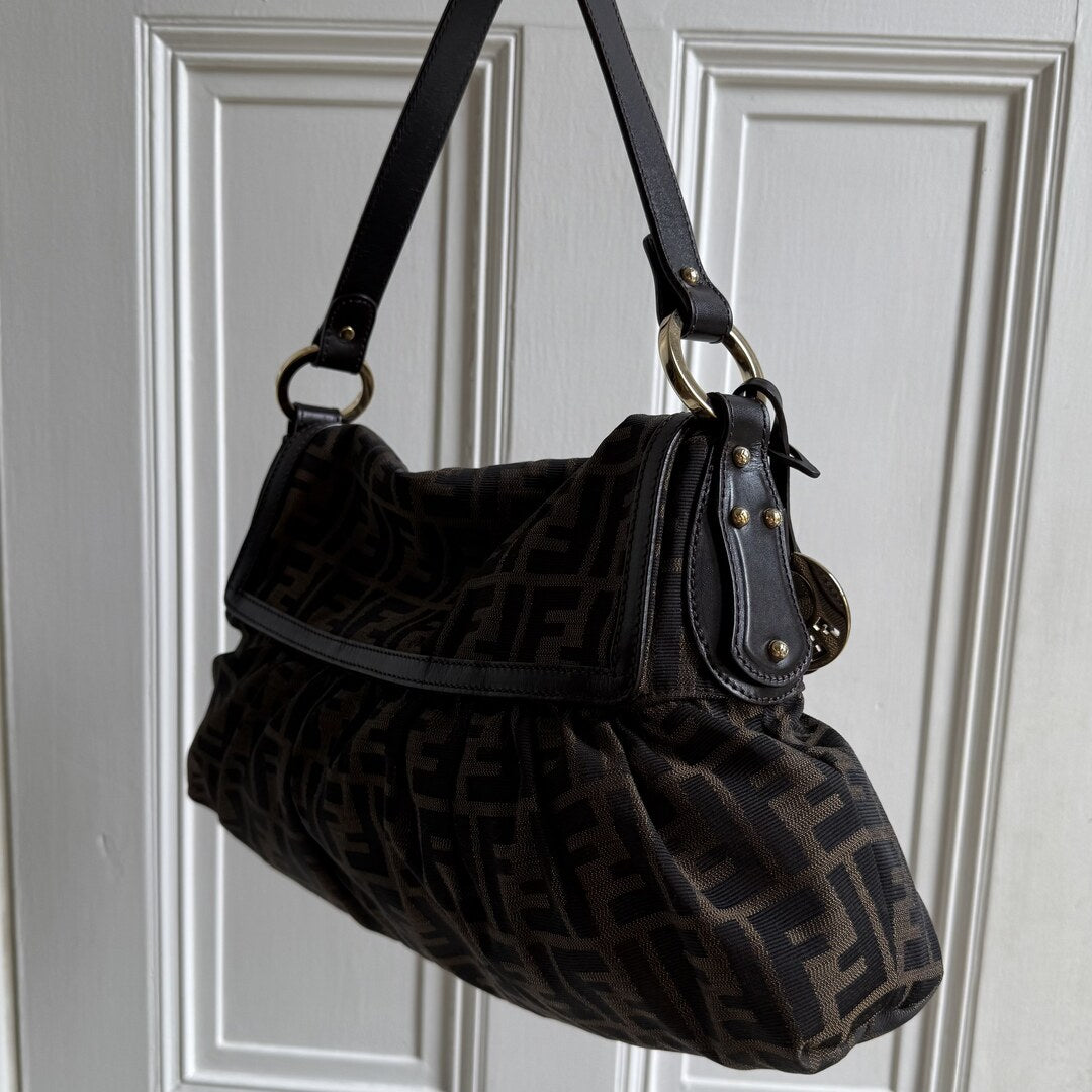 Fendi Zucca Charm Shoulder Bag