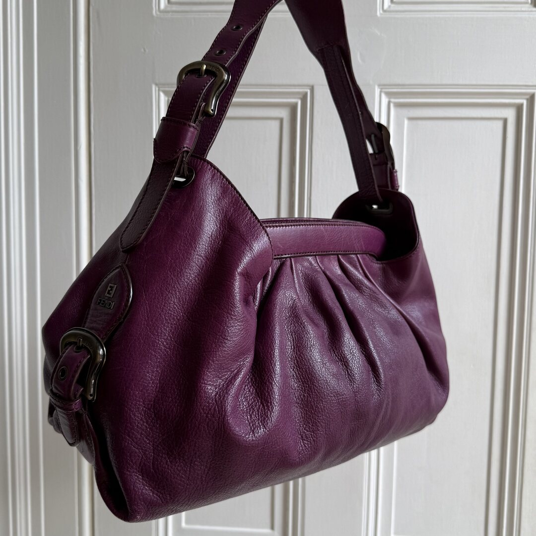 Fendi Borsa Doctor Hobo Leather Purple Shoulder Bag