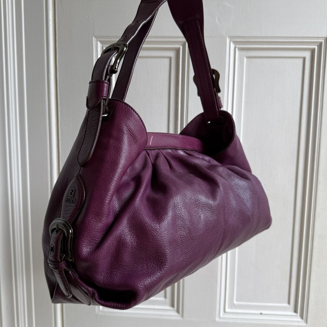 Fendi Borsa Doctor Hobo Leather Purple Shoulder Bag