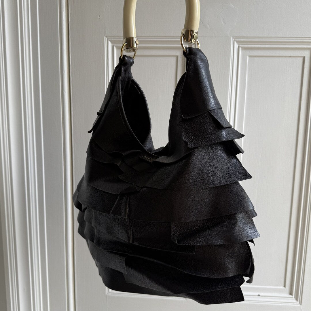 2004 YSL Mombasa Saint Tropez Leather Black Shoulder Bag