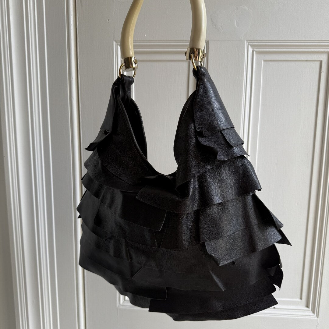 2004 YSL Mombasa Saint Tropez Leather Black Shoulder Bag