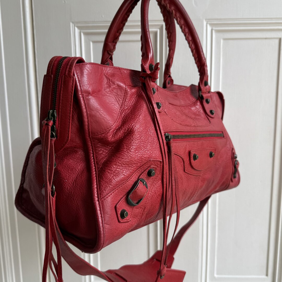 2003 Balenciaga Motocross Classic Red Leather Handbag