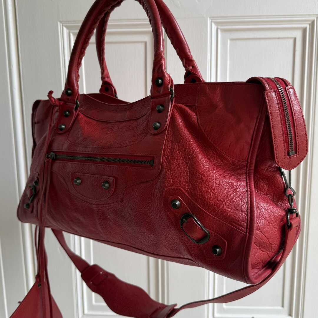 2003 Balenciaga Motocross Classic Red Leather Handbag