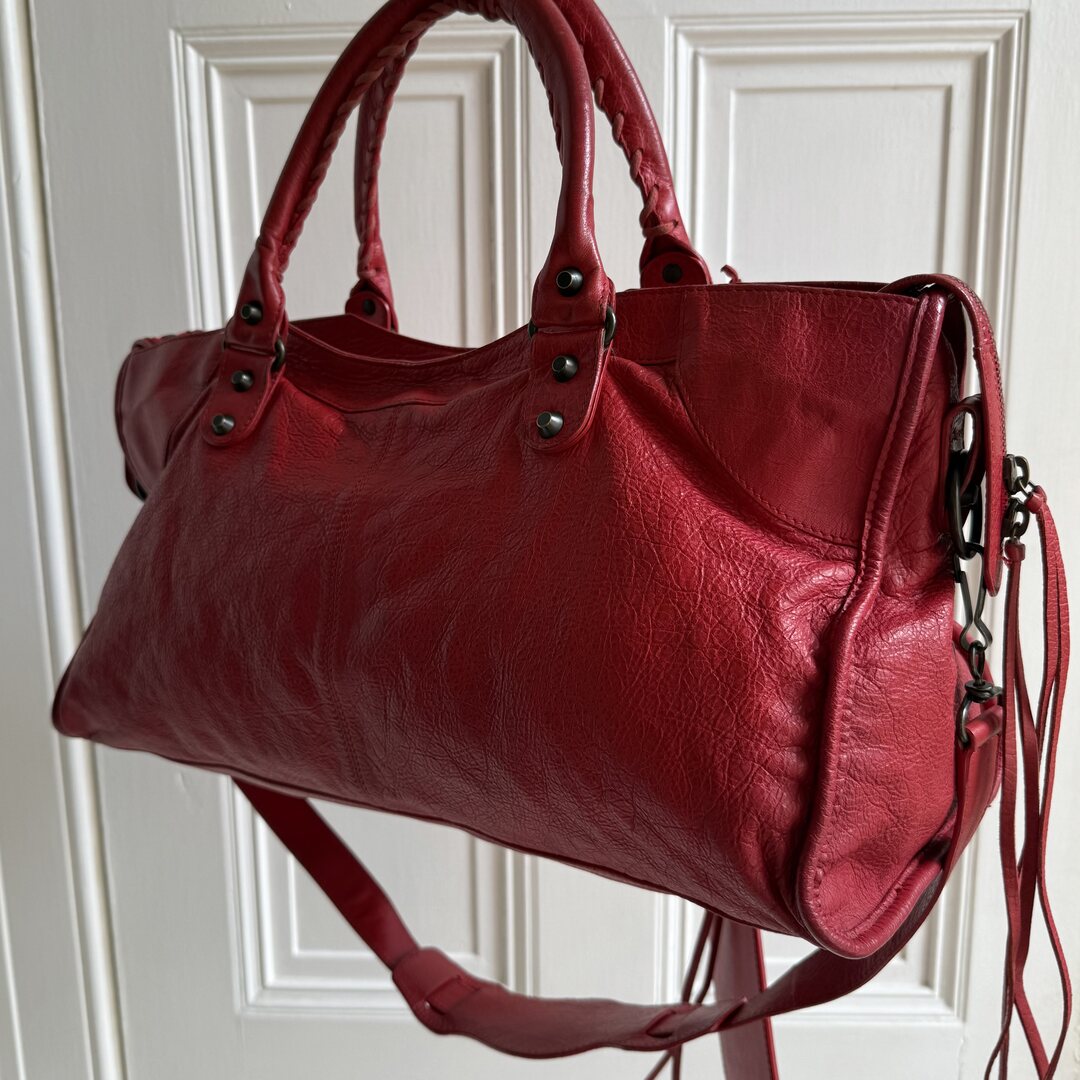 2003 Balenciaga Motocross Classic Red Leather Handbag