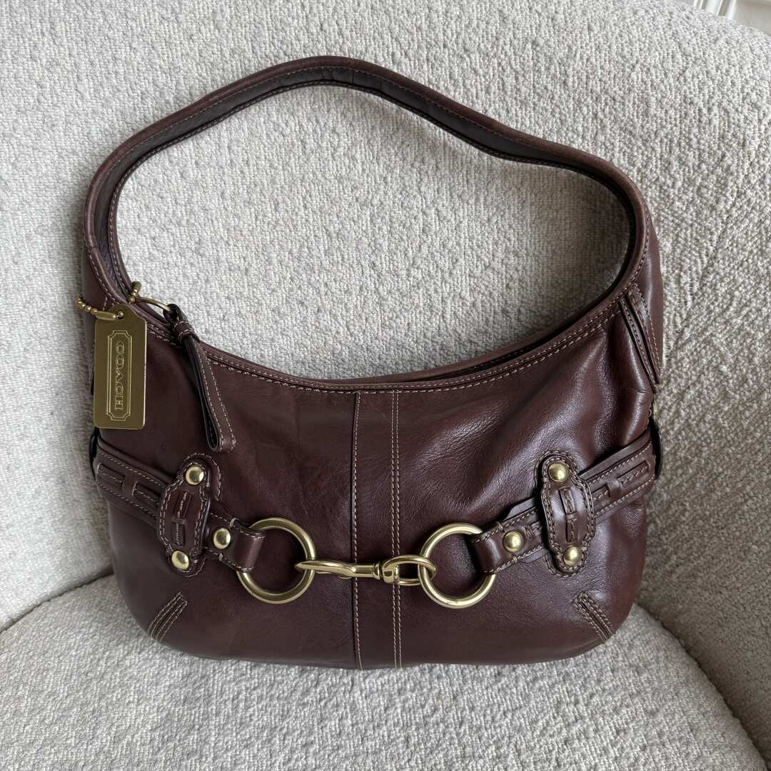 Coach Buckle Leather Brown Shoulder Bag