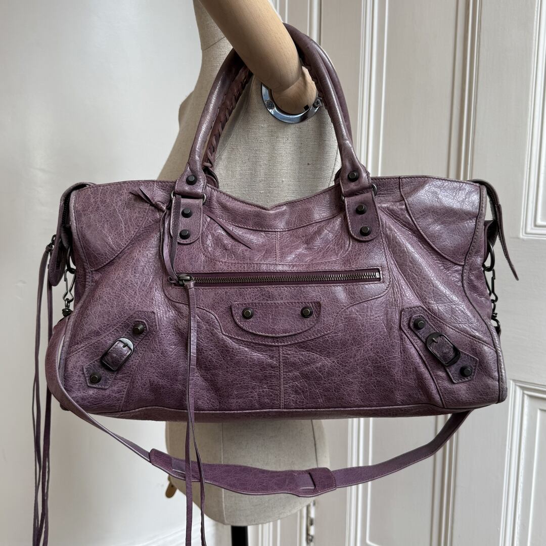 2003 Balenciaga The Part Time Leather Purple Shoulder Bag