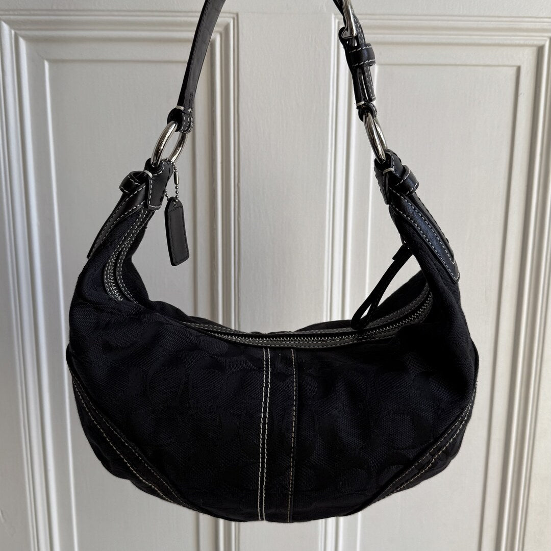 Coach Signature Black Croissant Shoulder Bag