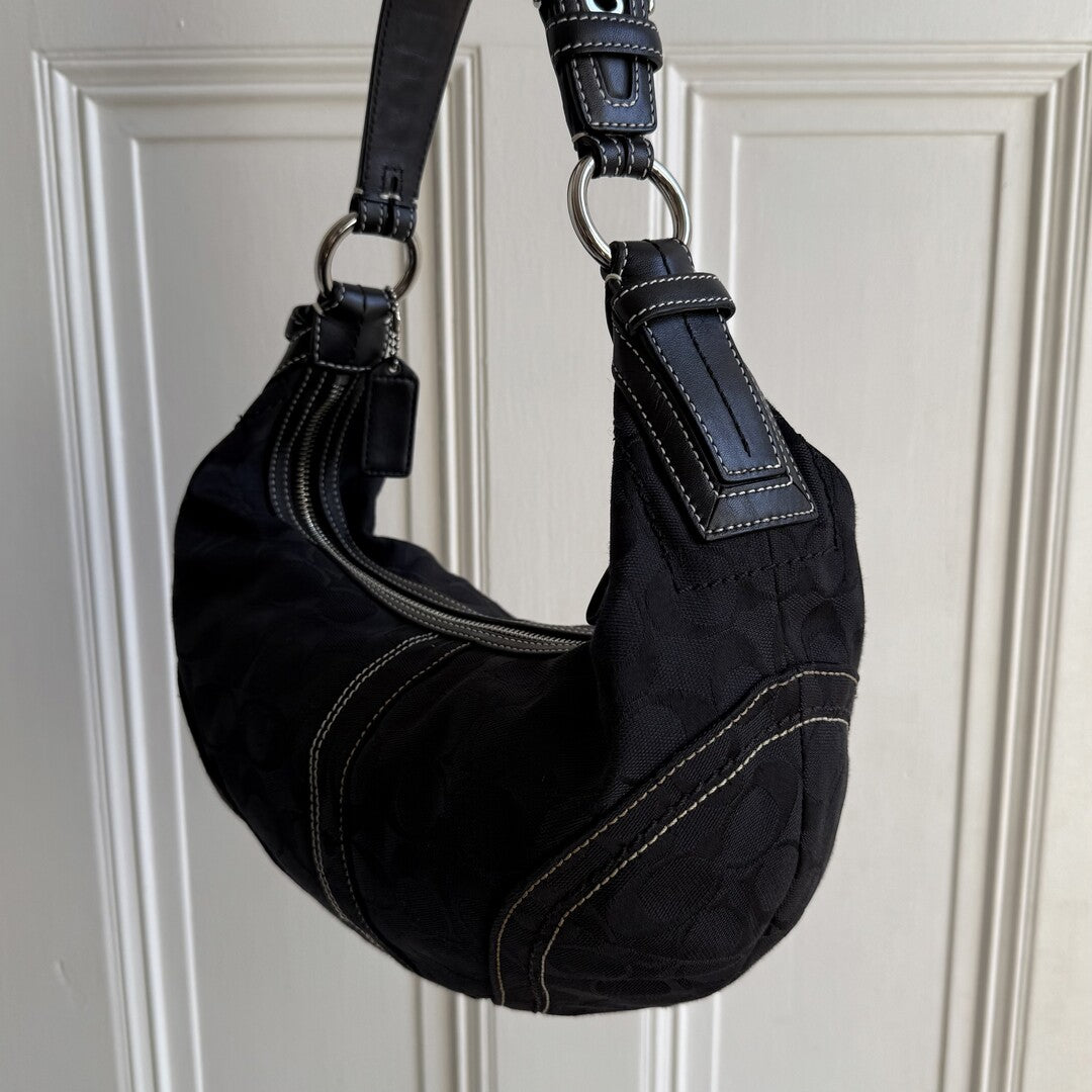 Coach Signature Black Croissant Shoulder Bag
