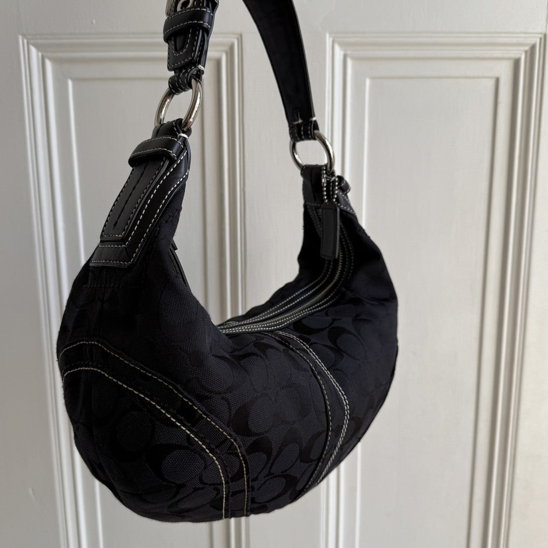 Coach Signature Black Croissant Shoulder Bag