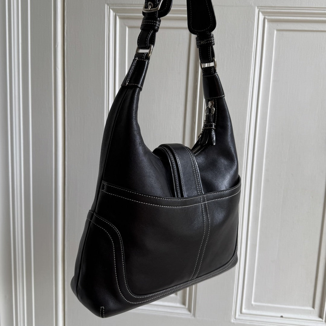 Coach Hamilton Hobo Leather Black Shoulder Bag