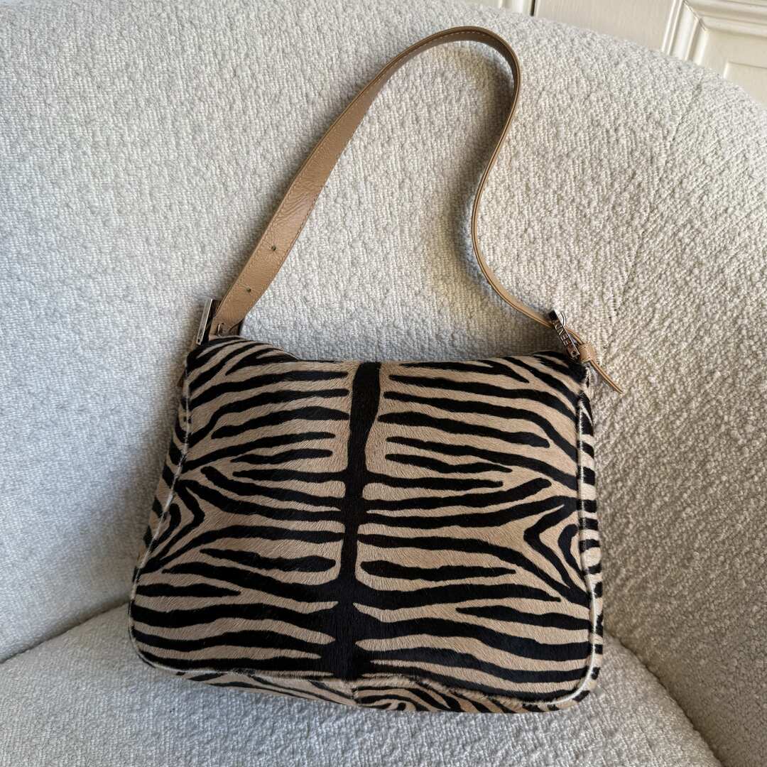 Fendi Mamma Zebra Pony Hair Shoulder Bag