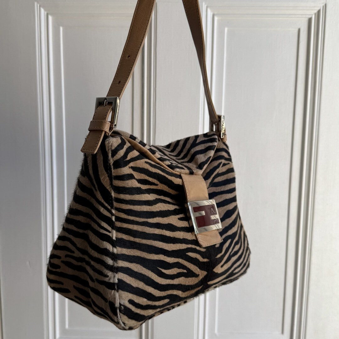 Fendi Mamma Zebra Pony Hair Shoulder Bag