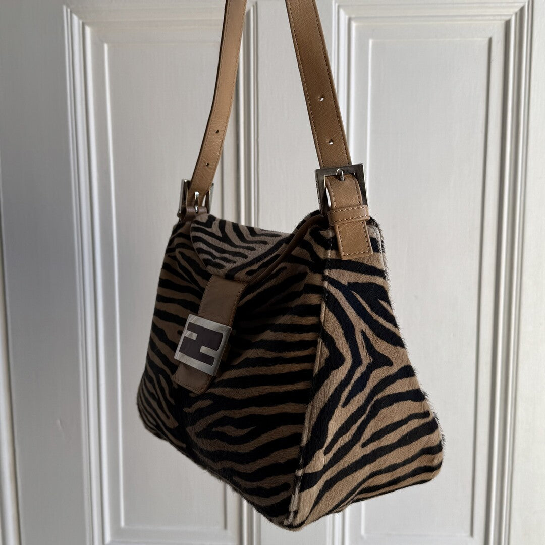 Fendi Mamma Zebra Pony Hair Shoulder Bag